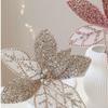 New 31CM Artificial Poinsettia Flower Glitter Sequins Christmas Glitter Flower Sparkling DIY Christmas Flower New Year Festival