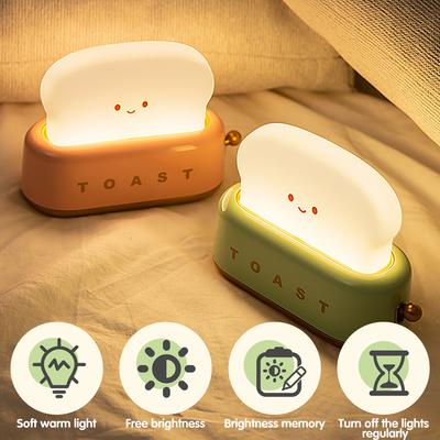 Led fabricante de pão luz da noite carregamento usb escurecimento mesa cabeceira luz da noite temporizador noite sono lâmpada aniversário presentes natal