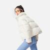 Li-Ning Water-Resistant Solid Color Zip-Up Stand Collar Comfortable Breathable Short Casual Down Jacket Women Jackets Champagne-White AYMU102-1