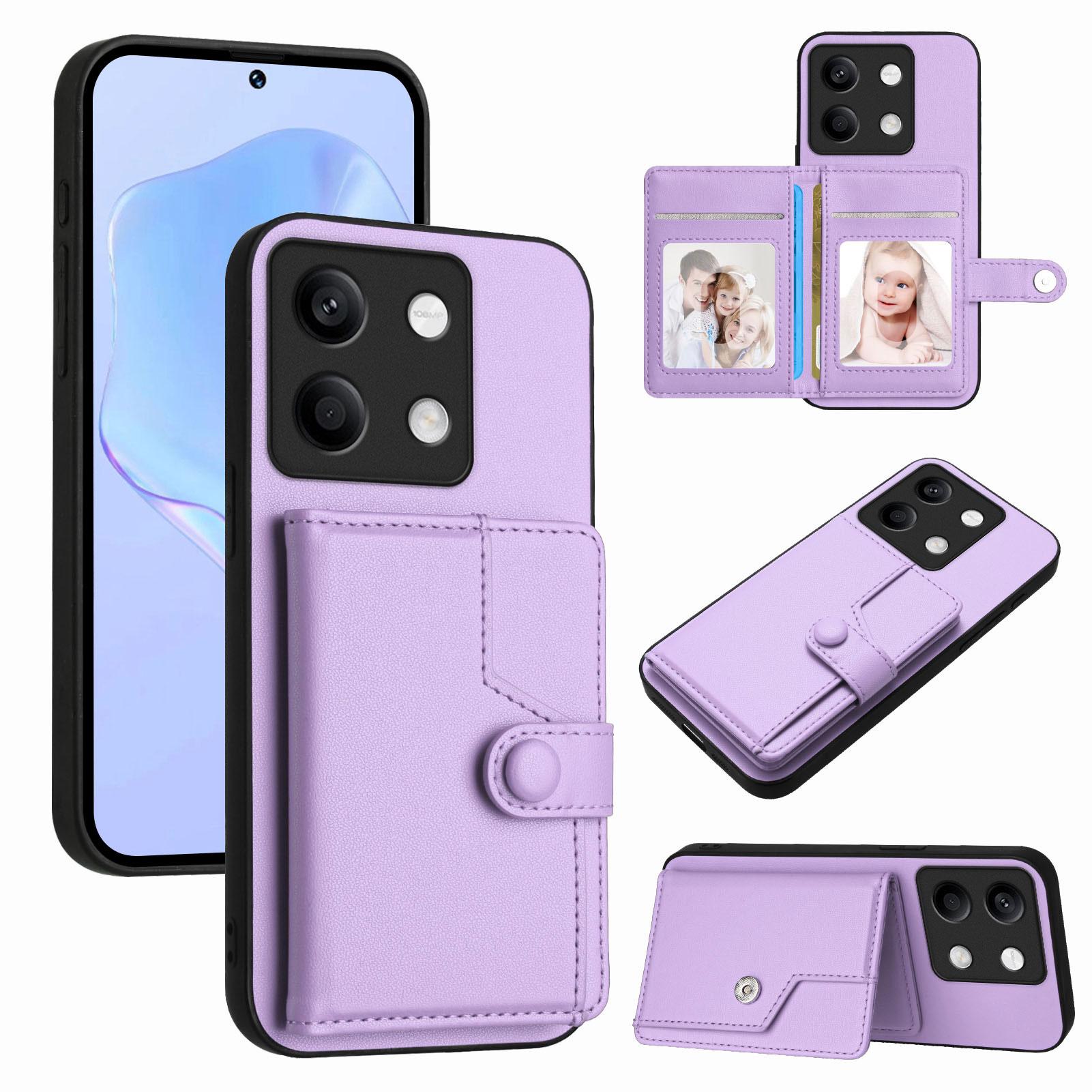 

For Xiaomi Redmi Note 13 5G Case RFID Blocking Card Holder Kickstand TPU+PU Leather Phone Back Cover Purple