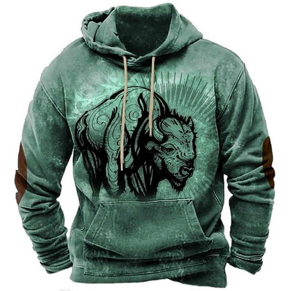 Felpe con cappuccio per uomo Y2k Golf Campeggio Casual cowboy Manica lunga Autunno Moda Felpe con cappuccio stampate in 3D Vacanza Largo Oversize
