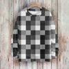 Women's Fashionable Casual Long-sleeved Checkered Printed Round-neck Sweater Knitted Top