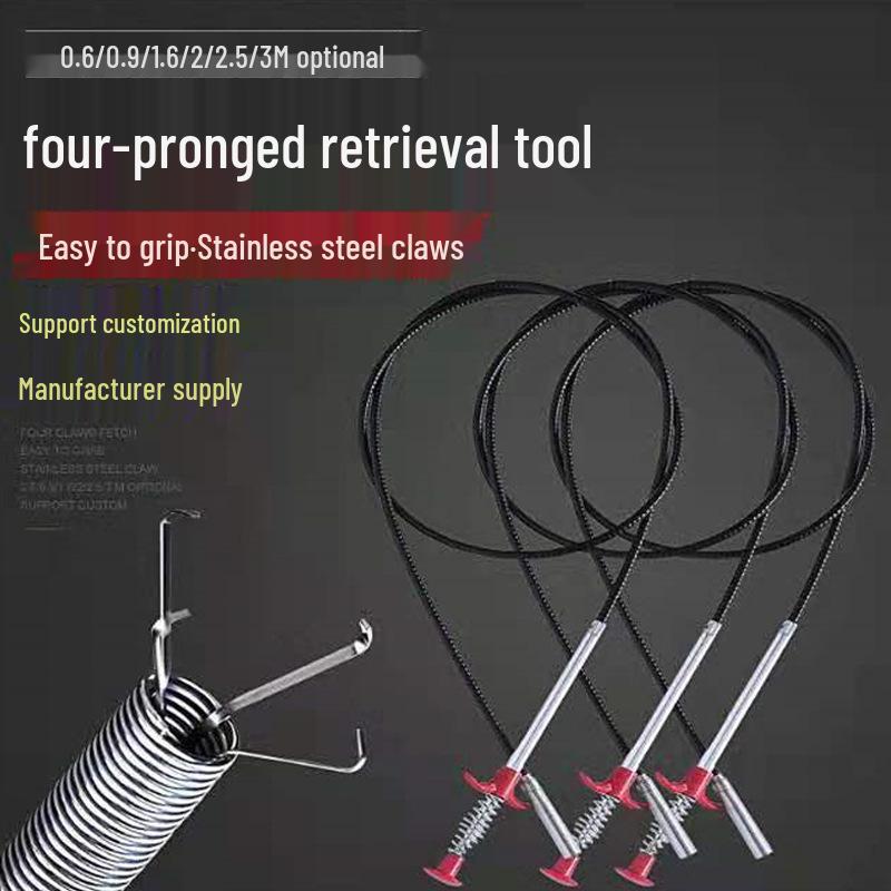 2-Meter Four-Claw Drain Cleaner for Toilets and Sinks - Household Clog and Debris Remover