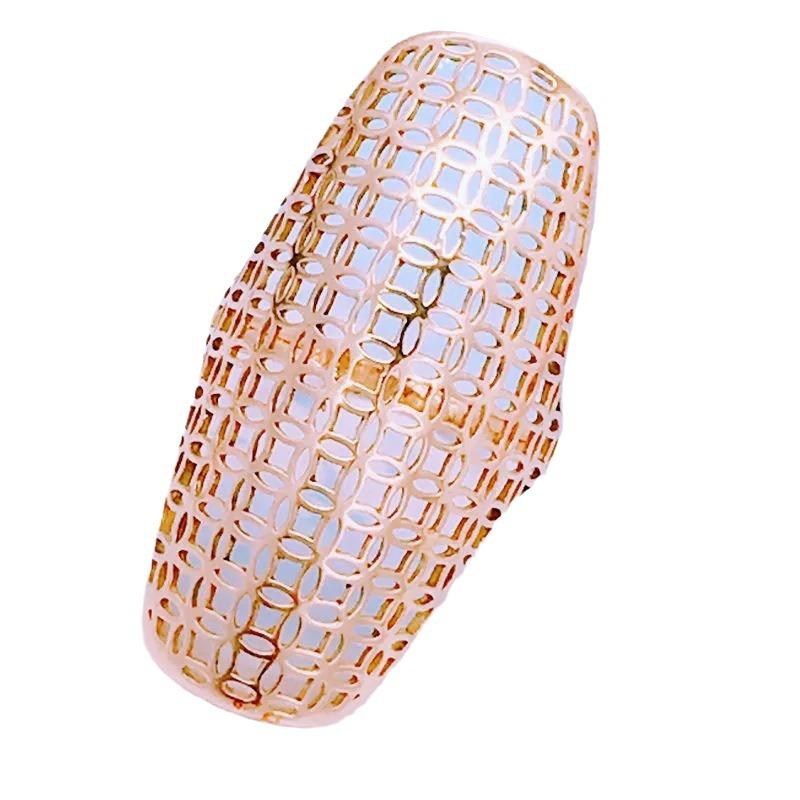 Russia 585 Purple Gold Ethnic Style Hollow Copper Coin Pattern Wide Version Ring Plated Rose Gold Ring Women