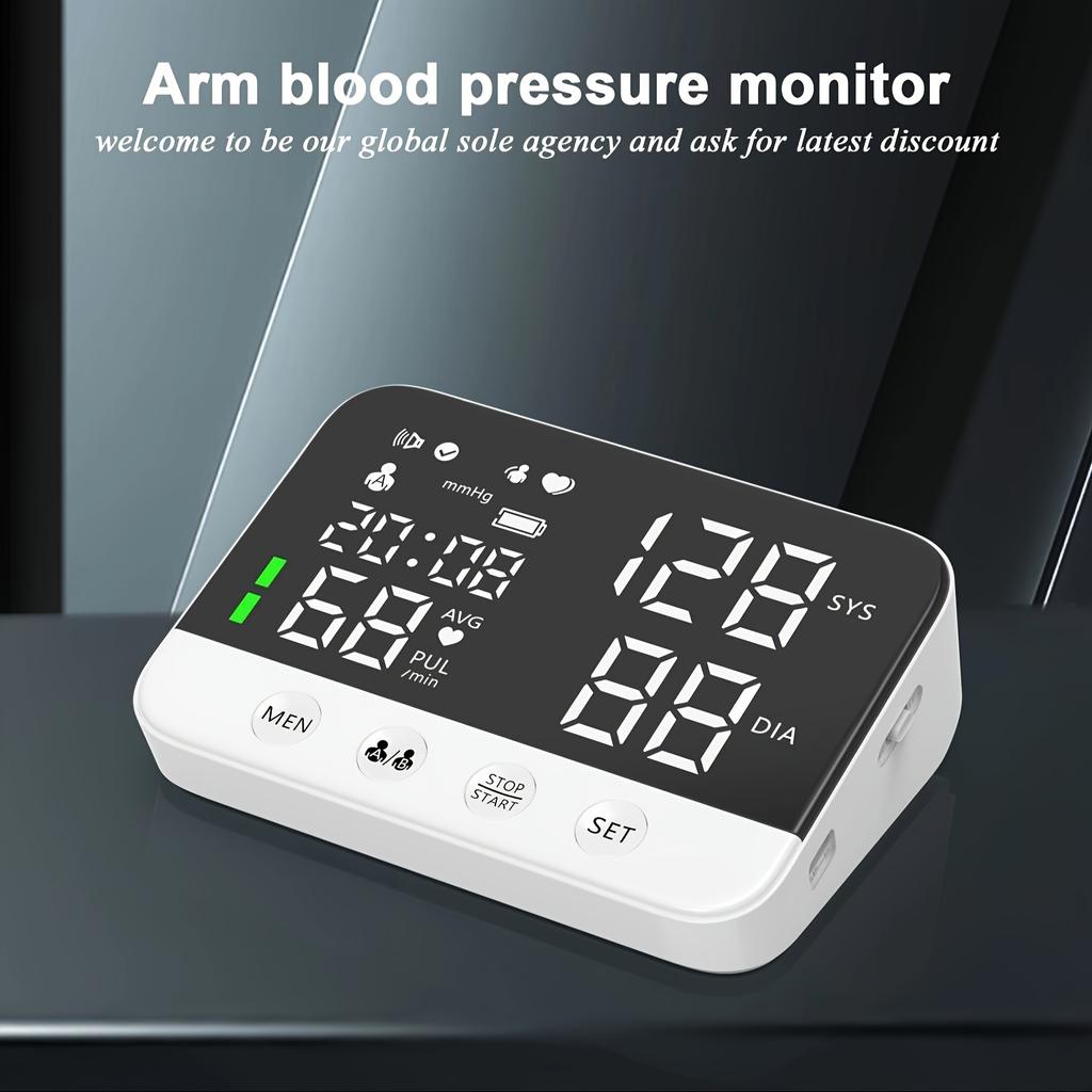 Automatisches digitales Blutdruckmessgerät mit großem LED-Hintergrundbeleuchtungsbildschirm, Sprachführung, Oberarm-Blutdruckmessgerät, 240-Messwert-Speicher