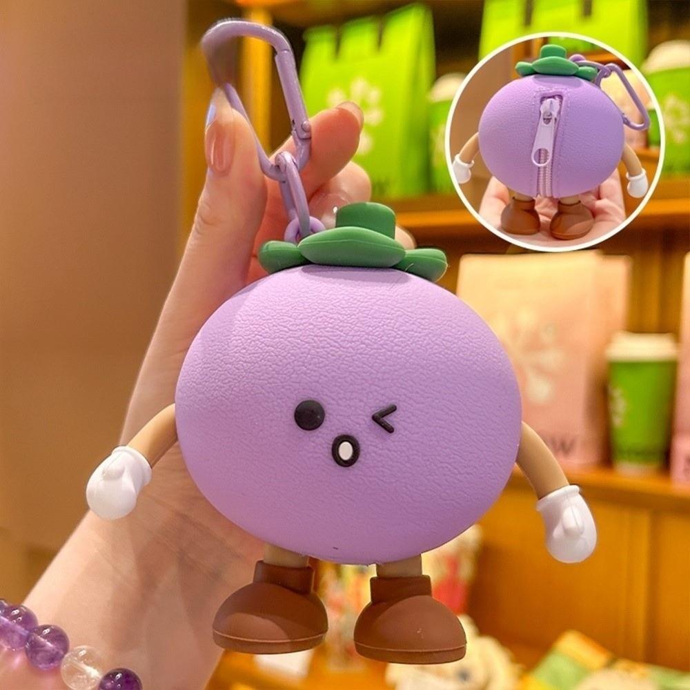 Strawberry Fruits Keychain Funny Creative Design Change Storage Bag Blueberrie Zipper Closure Small Coin Purse Jewelry Storage