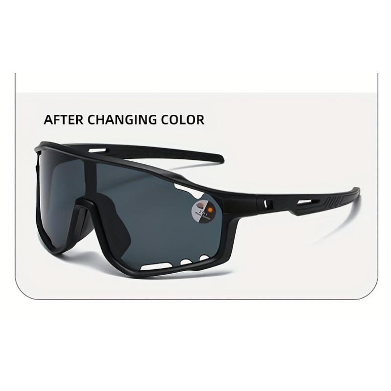 1PC men's and women's integrated light-changing bicycle glasses, large frame PC material, sports glasses with anti-glare glasses, for protection