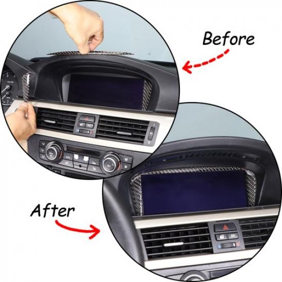 Carbon Fiber Navigation Screen Trim Sticker For BMW 3 Series E90 2005-2012