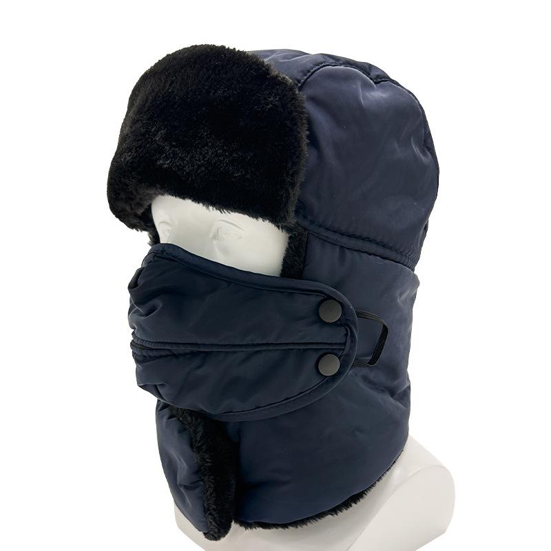Winter windproof and cold-proof solid color hat thickened and velvet thermal ear protection hat outdoor headgear cycling thermal hat