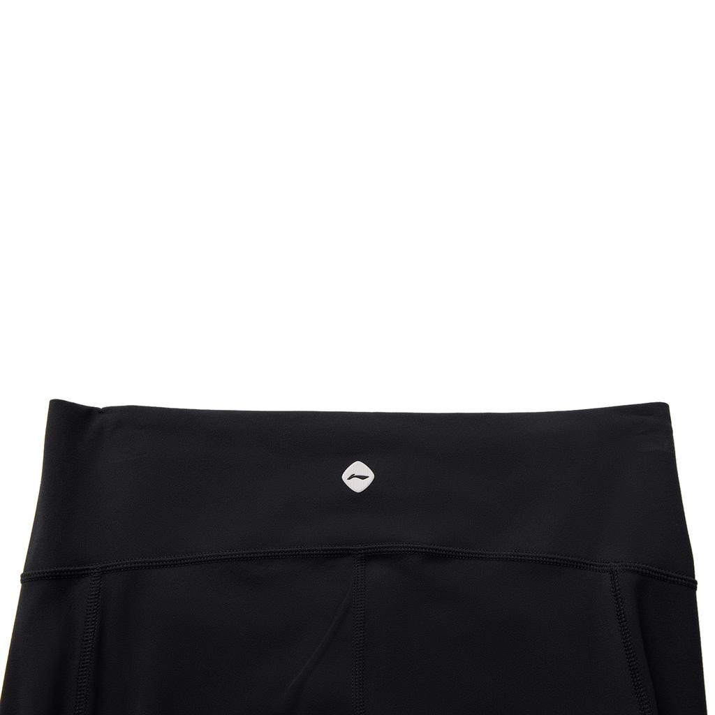 Li-Ning Simple Versatile Solid Color Straight Leg Fitness Mid Waist Sports Pants Women Bottoms Black AULV048-3