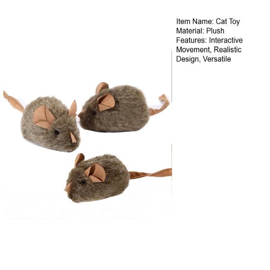 Cat Toy Plush Mouse Stimulates Natural Hunting Instinct Cat Stimulation Toy with Interactive Pull Activation Soft Furry Pet Toy