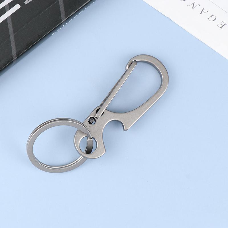1Pc Titanium Alloy Carabiner Multi-Function Keychain Outdoorwaist Hanging Chain Ring Buckle Beer Bottle Opener Edc Tool