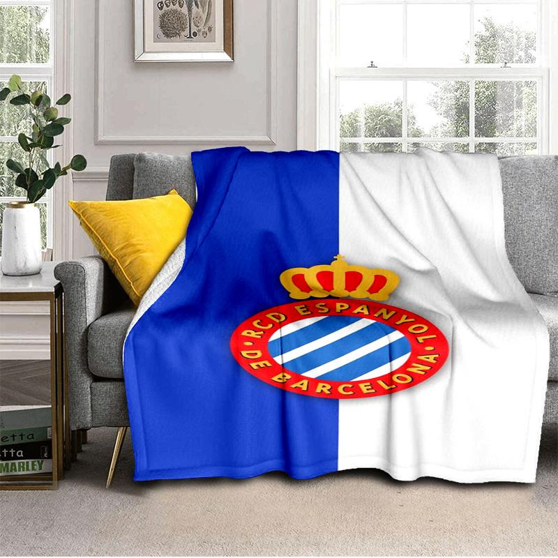 Real Sociedad Logo Ontwerp Deken Outdoor Flanellen Deken voor Kamperen, Wandelen, Tuinfeesten, Picknick Benodigdheden, cadeau voor familie en vrienden