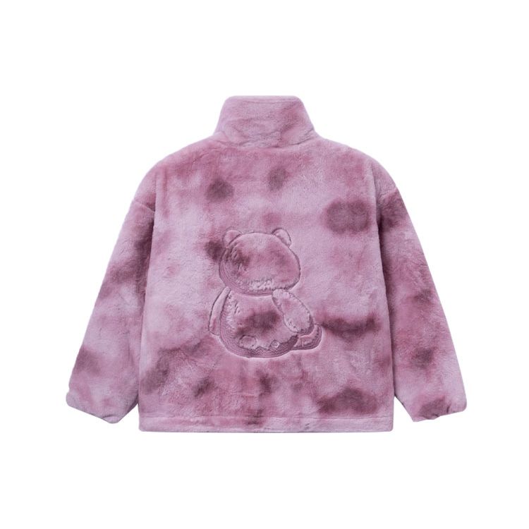 Li-Ning X Disney Toy Story Strawberry Bear Series Embroidered Plush Warm Tie-Dye Cotton Jacket Women Outerwear Pink AFMR008-1