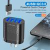 48W 3A QC3.0 AU Plug USB Charger for Australia Mobile Phone Charger For iPhone 15 14 Samsung 4 Port Fast Wall Chargers