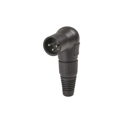 Conector de ângulo reto tipo canhão macho de linha com 3 pinos
