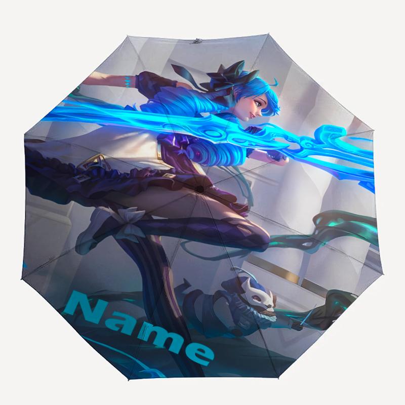 Custom Name League of Legends Theme Automatic Umbrella, Lightweight & Portable, 8 Rib, Perfect for Outdoor Travel, Birthdays, Christmas, Gifts.