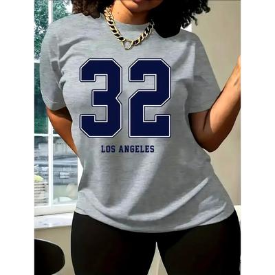 Damen lustiges bedrucktes T-Shirt - Lässiges kurzärmeliges Rundhals-Oberteil locker