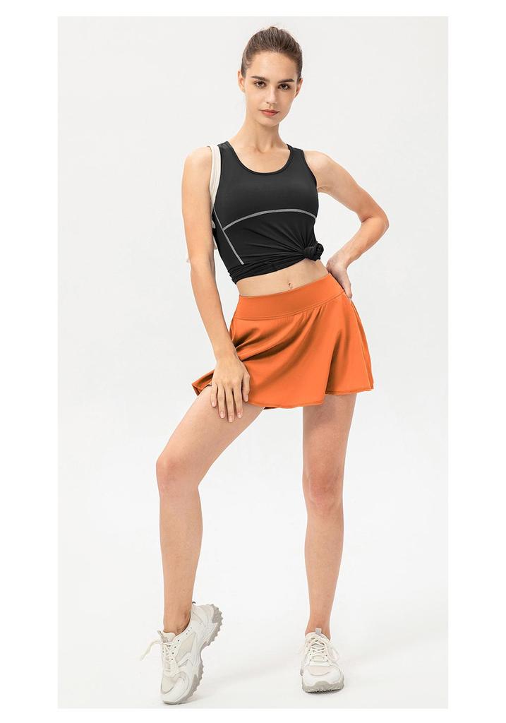Women's Quick-Dry Skort for Tennis, Dance, Yoga, and Fitness with Anti-Exposure Inner Lining.
