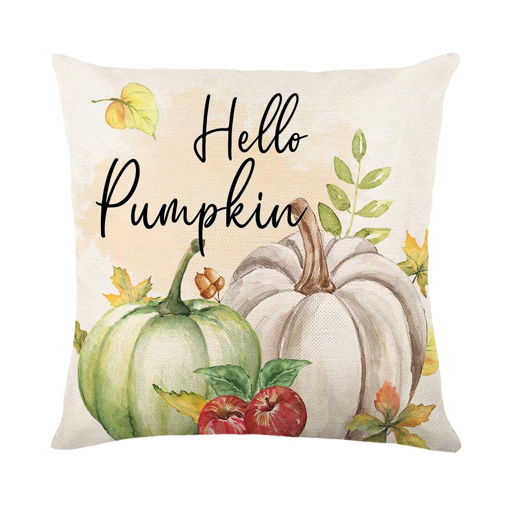 Autumn Pumpkin Print Pillow Cover Harvest Series Linen Home Living Room Decoration Cushion Cover Pillow Cover