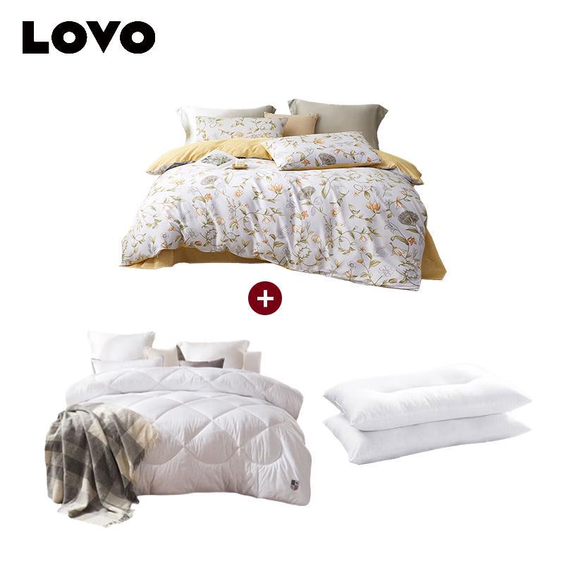 LOVO Winter Bedding Set with Quilt and Pillows