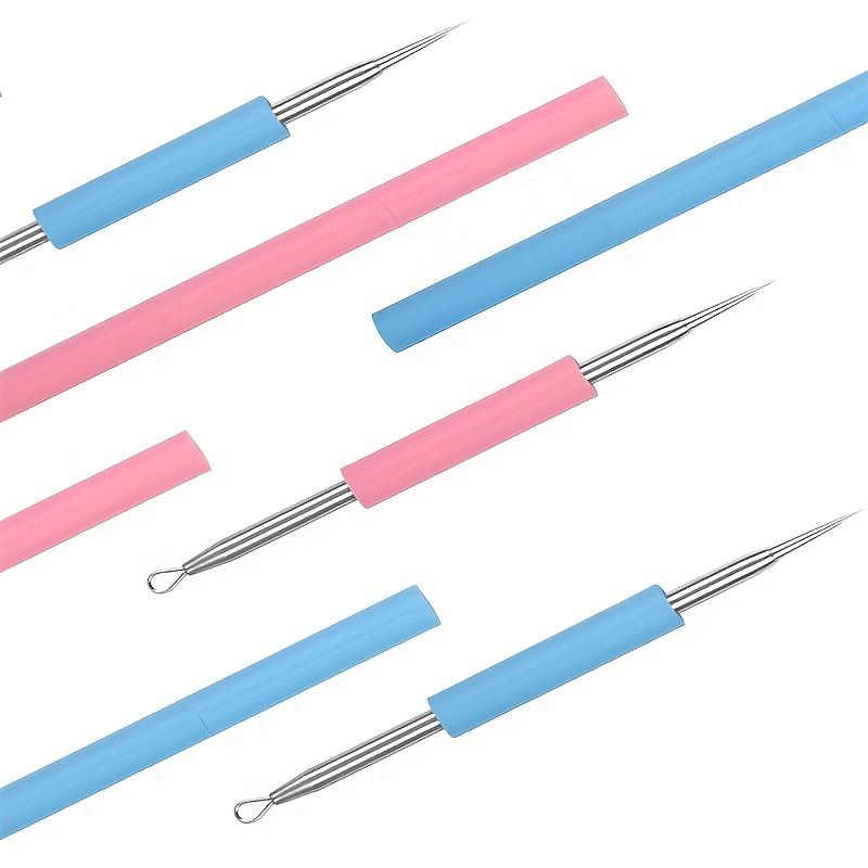 Stainless Steel Portable Silicone Acne Needle Double Head Beauty Squeezing Picking Blackhead Needle Acne Needle