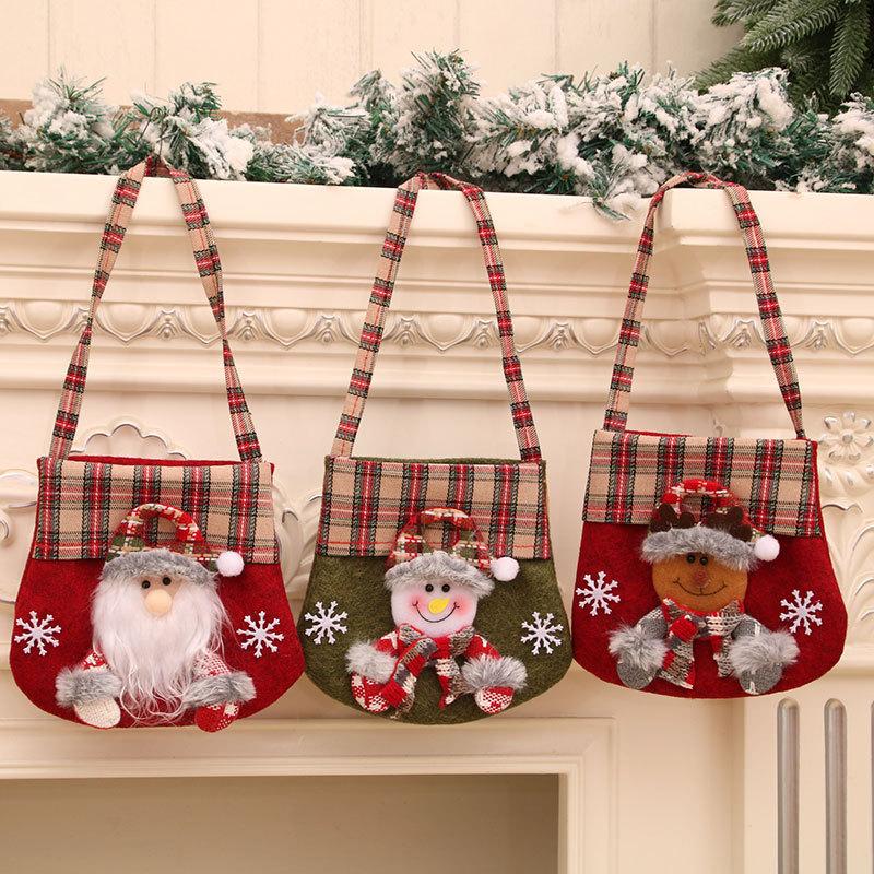 New Christmas Gift Bag Handheld Cloth Bag Cartoon Santa Claus Snowman Elk Xmas Tree Christma New Year Decoration Storage Bags