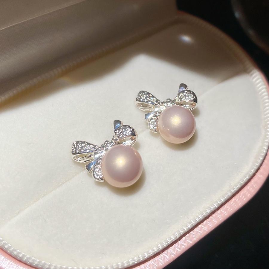 French Pearl Beads Zircon Pearl Stud Earrings - Elegant and Versatile High-End Accessories