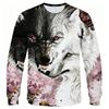Men's Long Sleeve T-Shirt 3D Wolf Animal Print Crew Neck Casual Street Fashion Tops