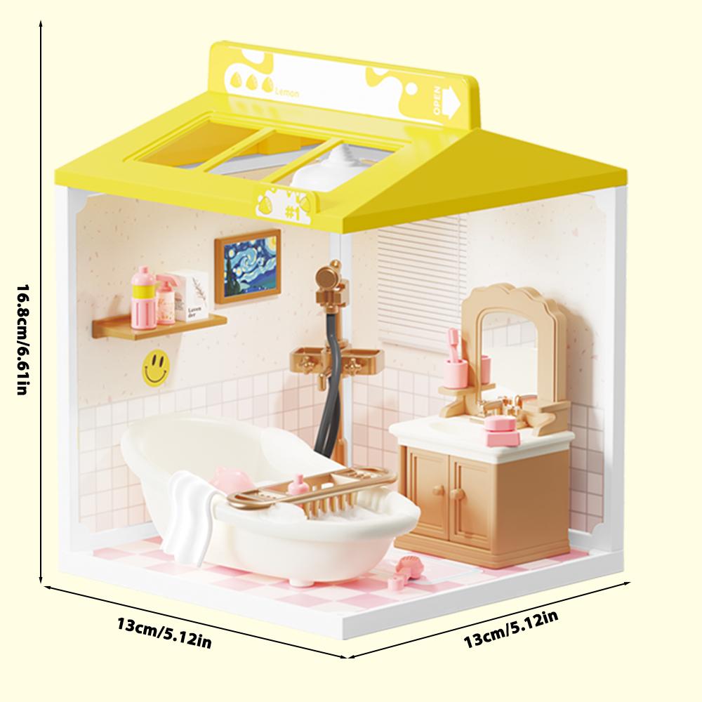 Miniaturowe 9 Stylów DIY Budowanie Pudełko na Chleb Sypialnia Łazienka Kuchnia Salon Tematyczny Mini Meble Zestaw Montażowy Kreatywna Zabawka 3D Prezent