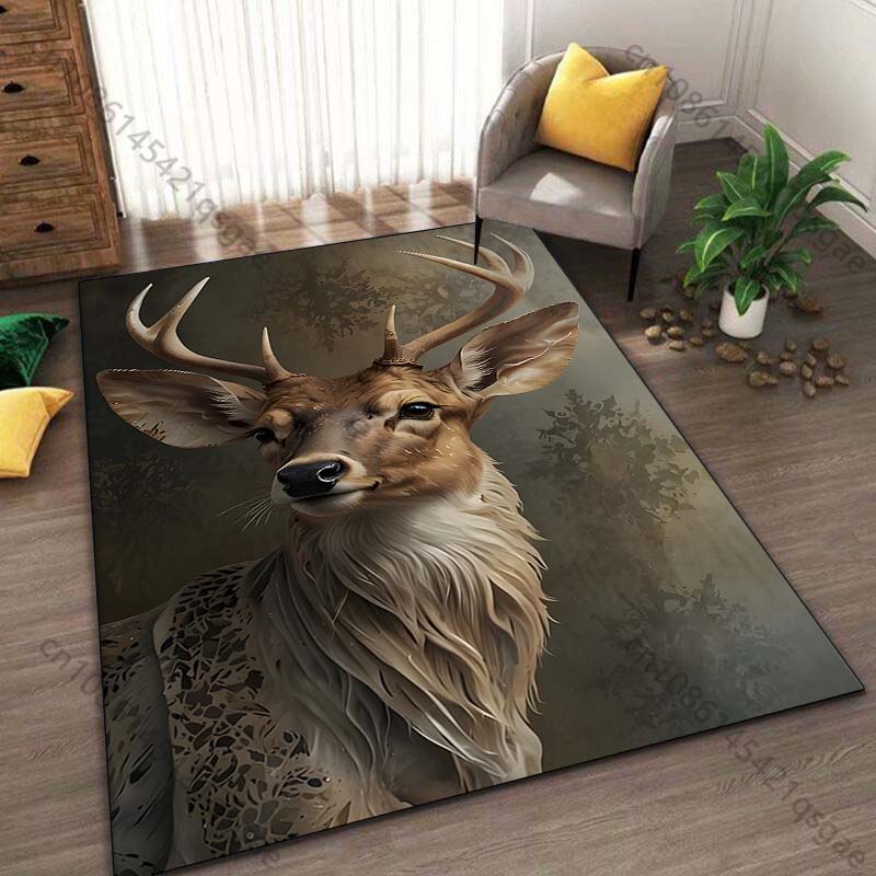 1PC Elk In The Forest Printed Carpet for Living Room Bedroom Bedside Bathroom Floor Mat Area Rugged Sofa Mat Home Decor