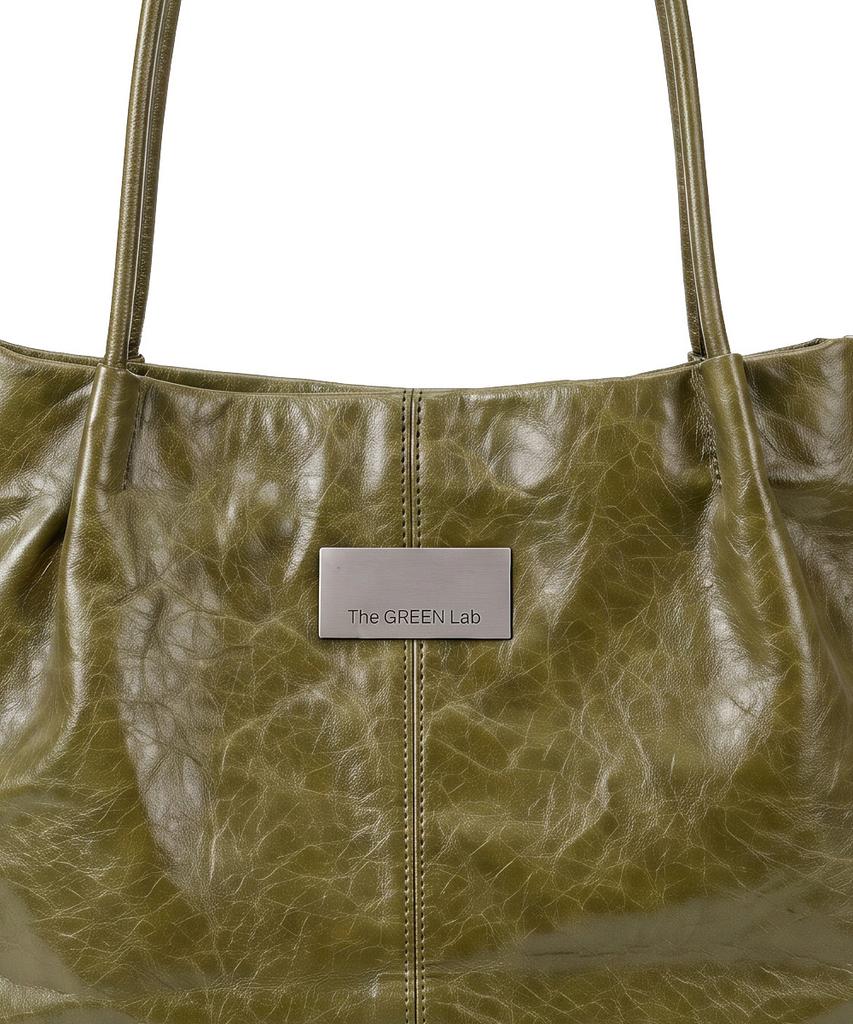 The Green Lab Soft Crack Square Shoulder Bag [Olive]