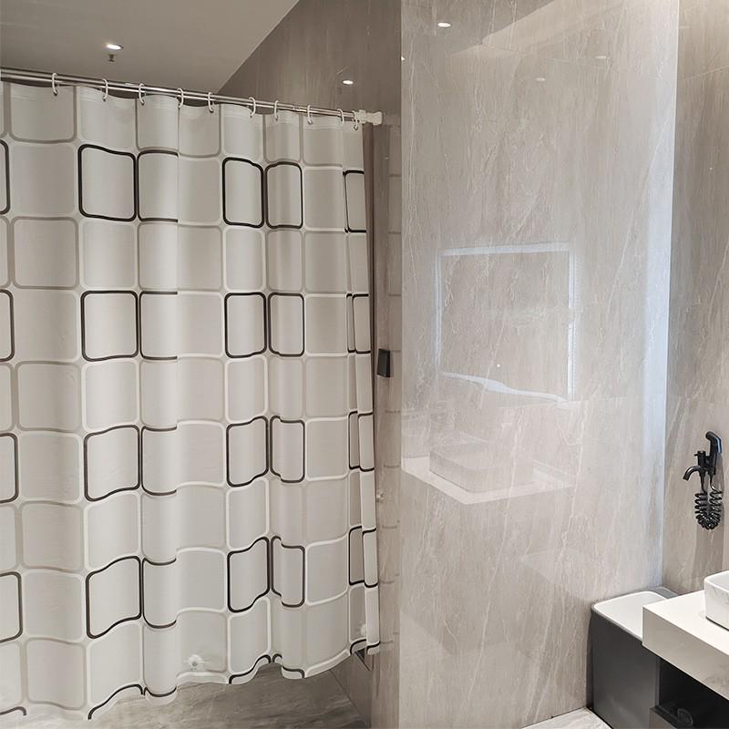 3D Printed PEVA Shower Curtain with Hooks – Thick, Waterproof, Mildew-Resistant Bathroom Partition