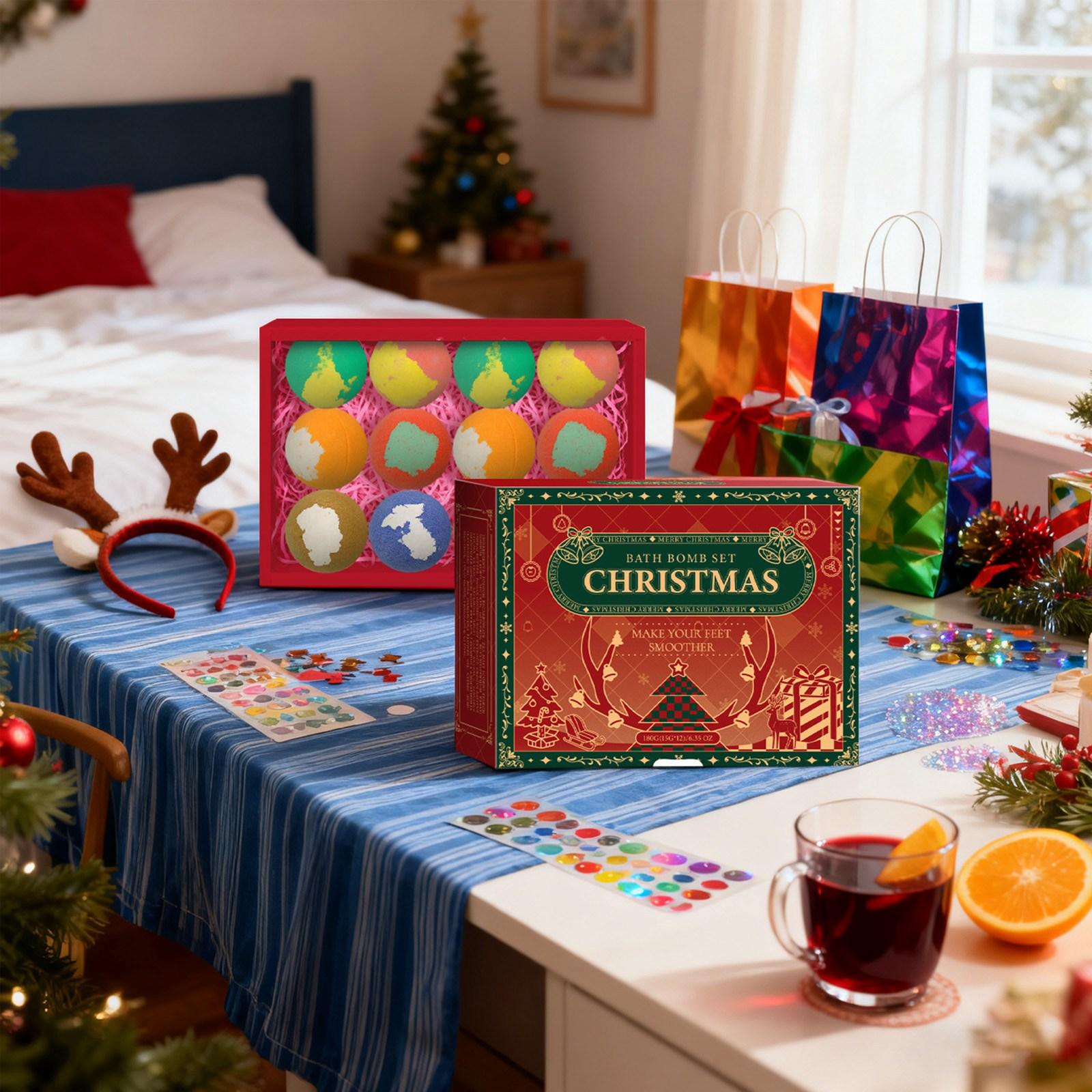 

Набор шариков для пены для ванны на Рождество, Подарочная коробка с бомбочками для ванны, Красочный питательный и увлажняющий кожу креативный подарок для горячих источников One Size