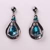 Women Fashion Water-drop Faux Sapphire Dangle Ear Studs Necklace Jewelry Set