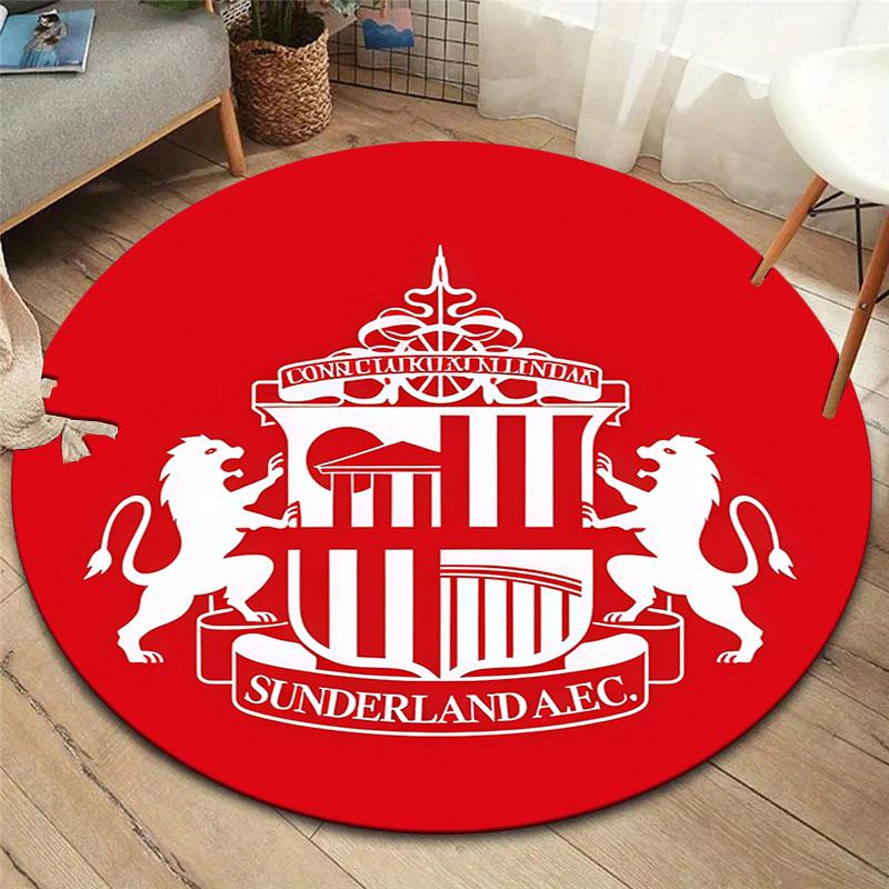 Sunderland Association Football Club Round Area Rug,Carpet Rug for Living Room Bedroom Sofa Playroom Decor,Non-slip Floor Mat