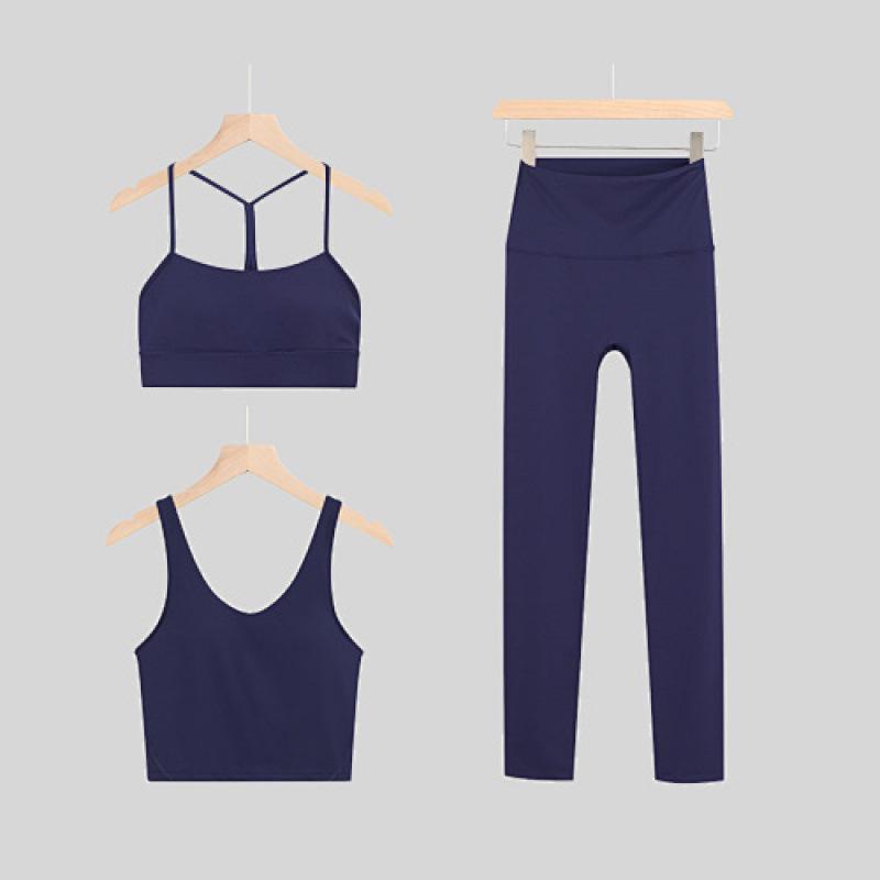 LULU Original Three-Piece Yoga Set: Beautiful Back Y/U-Shaped Vest & Quick-Dry, Breathable Nine-Point Pants for Women