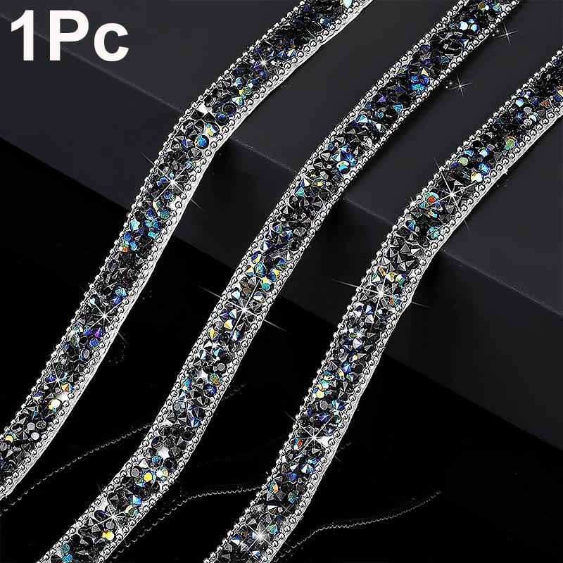 

1x90см Стразы Блестящие Аксессуары для Одежды Кружевная Лента Самоклеящийся Материал для Рукоделия DIY Рождество Разноцветный 1cm чёрный