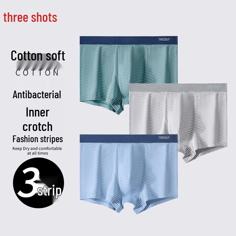 Men's 7A Antibacterial Cotton Boxer Briefs 3-Pack