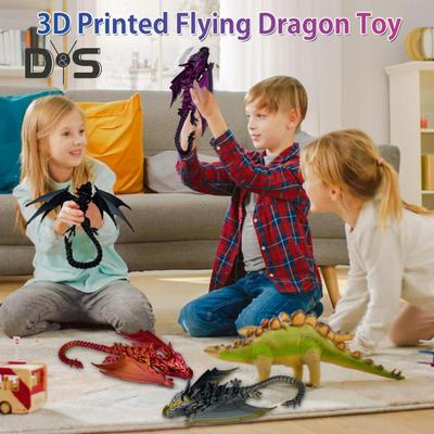 3D Printed Winged Dragon Ornament Flexible Articulated Dragon with Wings Fidget Dragon Toy for Home Office Desk Decor Stress Relief