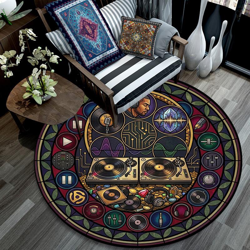 Musical Instruments Harmony Round Area Rug Under Office Chairs Bedroom Living Room Home Decor