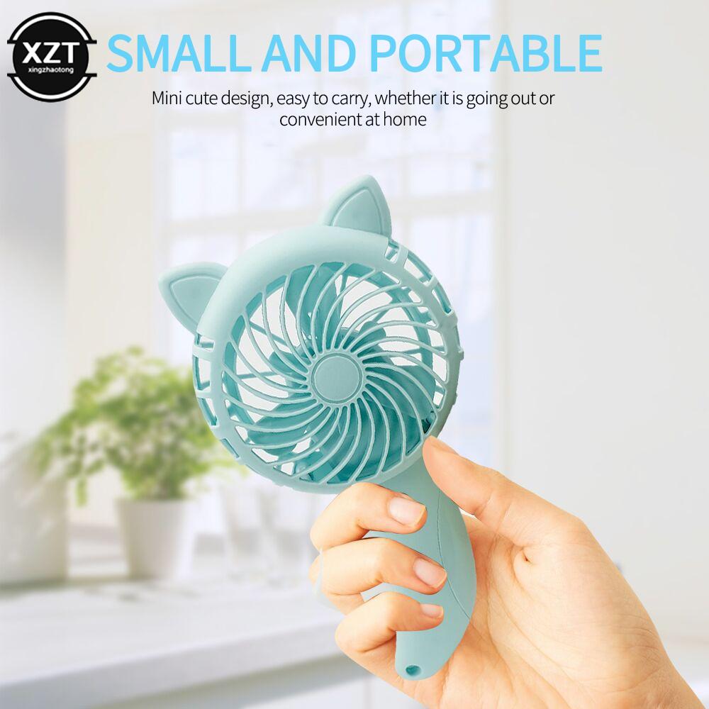 Mini Portable Hand Pressure Fan Without Battery Household Cartoon Cooling Air Conditioner for Children Kids Manual Fan 3 Colors