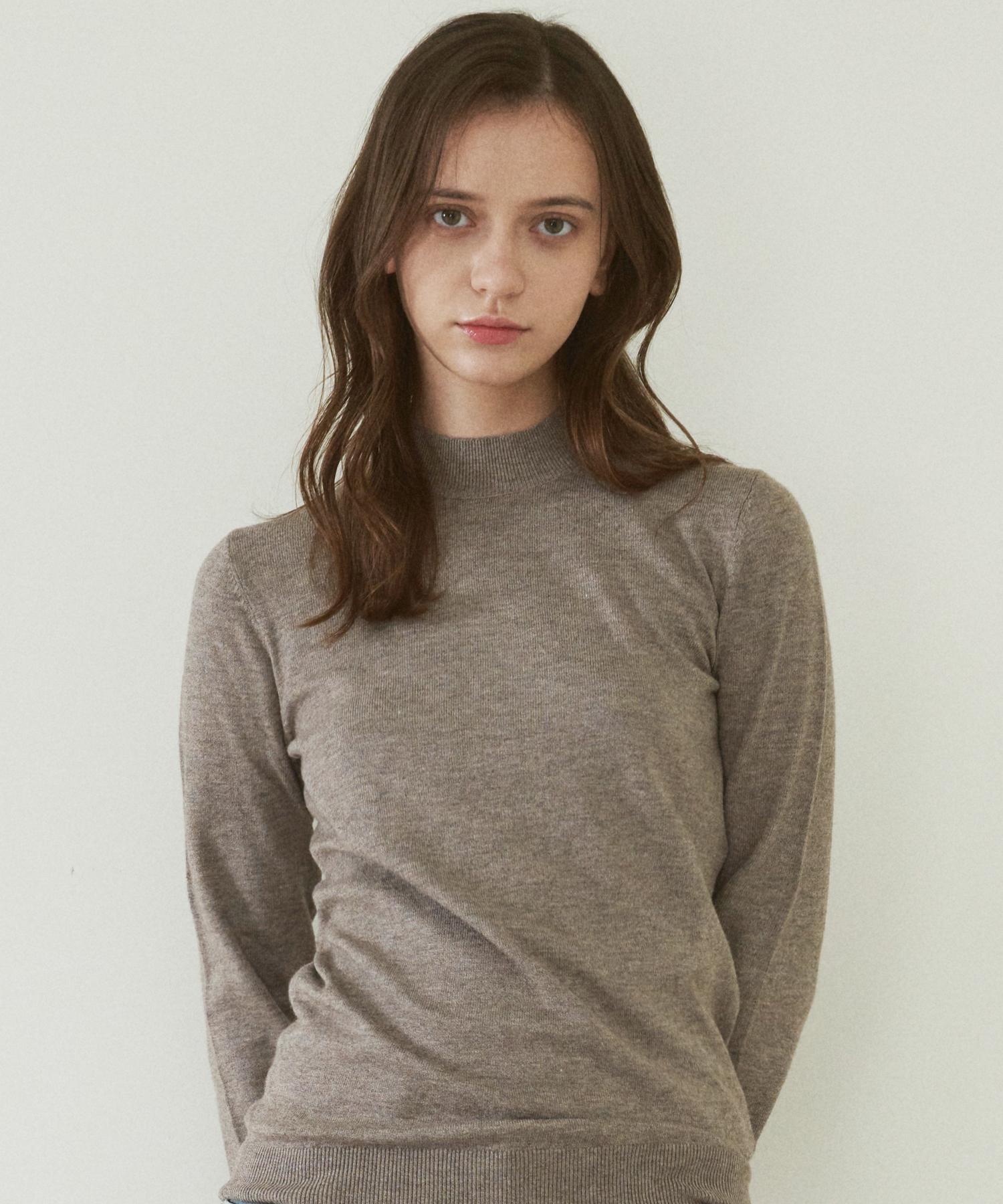 210 Edit Women S Cashmere Blended Mock Turtleneck Knit [Dark Beige]_Zz4Sw011 Dbe/085