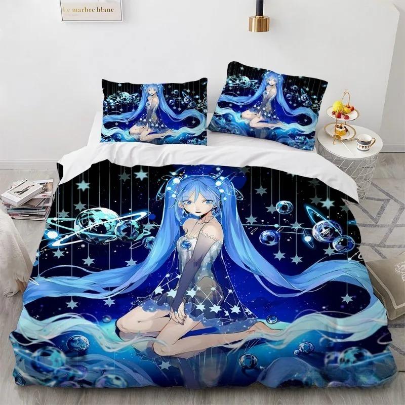 New 3D Future Singer Hatsune Miku Cartoon Bedding Quilt Cover Student Bedding Soft Microfiber Bedspread Lightweight Coverlet