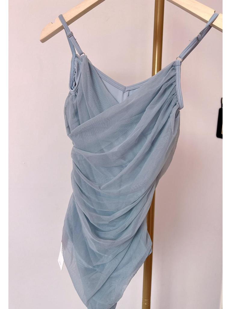 Damen Ballett Übungs-Camisole - Sommer Tanzbekleidung mit gekreuztem Kordelzug-Design für Training und Kunstprüfung.