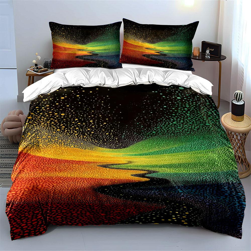 Multicolored gradient with dots. Bedding sets Duvet cover sets Duvet covers Pillowcases(1 * Duvet Cover 2 * Pillowcases without duvet insert)