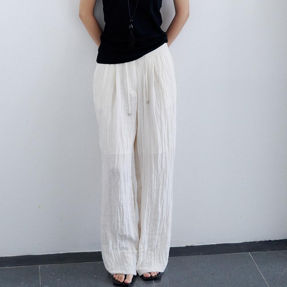 NOEUD Flowing Wrinkle Pants (Ivory)