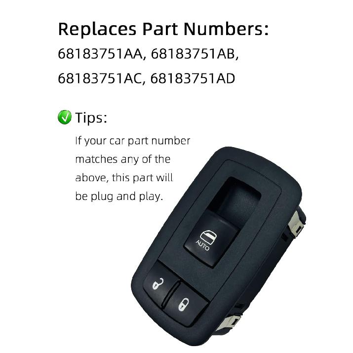 ORIGINSUN 68183751AD Power Window Switch Front Door Right Passenger Side for Dodge Challenger 2015-2022 68183751AA, 68183751AB, 68183751AC