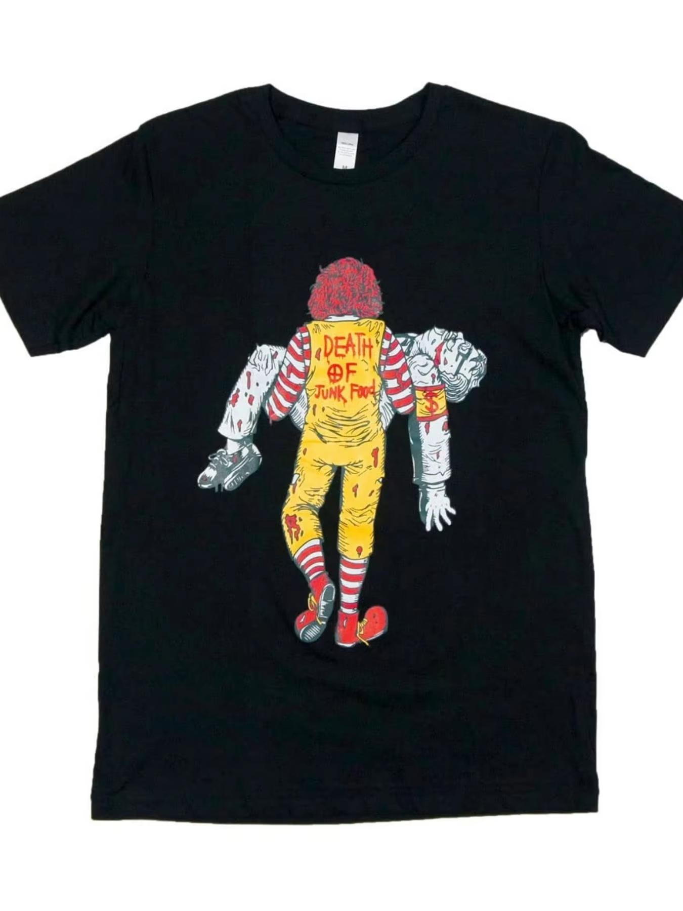 2026 Retro Fast Food Graphic Tshirt Unisexs Unisexs Plus Size Casual Short Sleeve Crew Neck Tee Unisex Fashion Streetwear Tops M