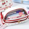 Supplies Cherry Double-Layer Large Capacity Pencil Pouch Pencil Cases Pencil Bag Student Stationery